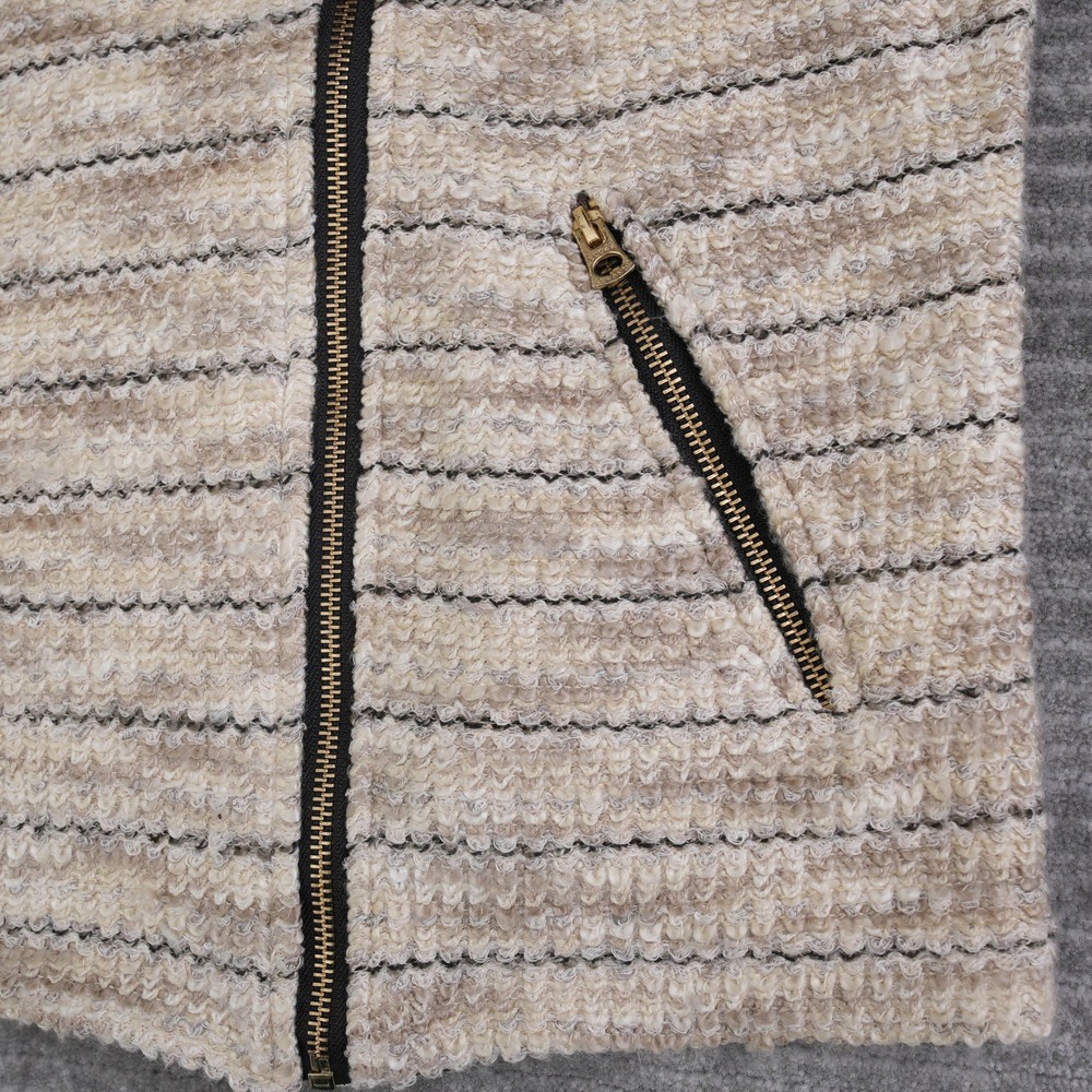 Lucky Brand Womens Cream Beige Striped Textured Knit Moto Jacket Size L Large - Picture 9 of 9